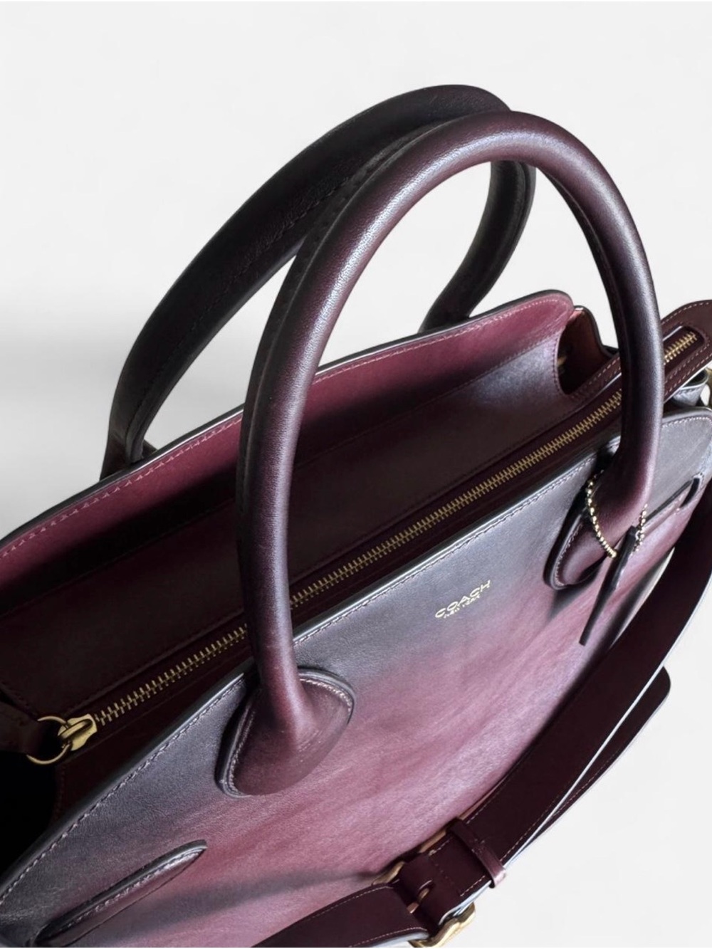 Soft Empire Carryall Bag 40 Coach Leather Satchel Bag in Burgundy - Picture 5 of 14